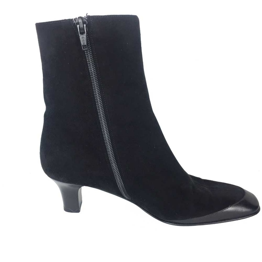 Salvatore Ferragamo Black Nubuck Ankle Boots 5.5 - Picture 3 of 8